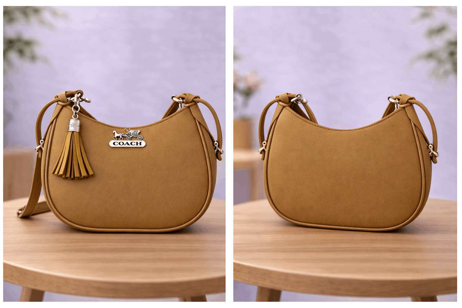 Camel Color Coach Hobo Bag – Vegan Leather with Tassel Accent - Nishat Creative Store