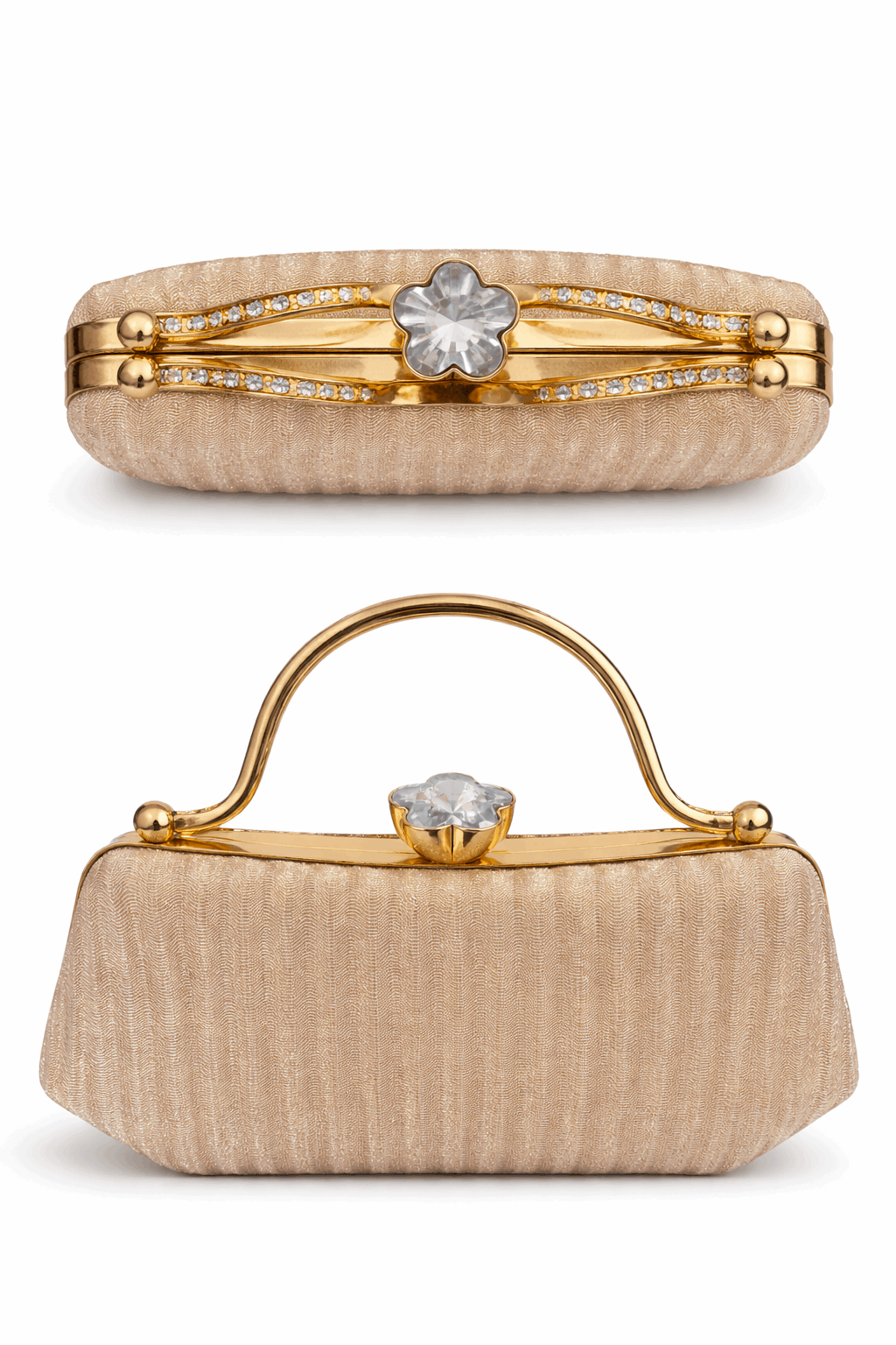 Champagne Gold Crystal Gala Clutch - Nishat Creative Store