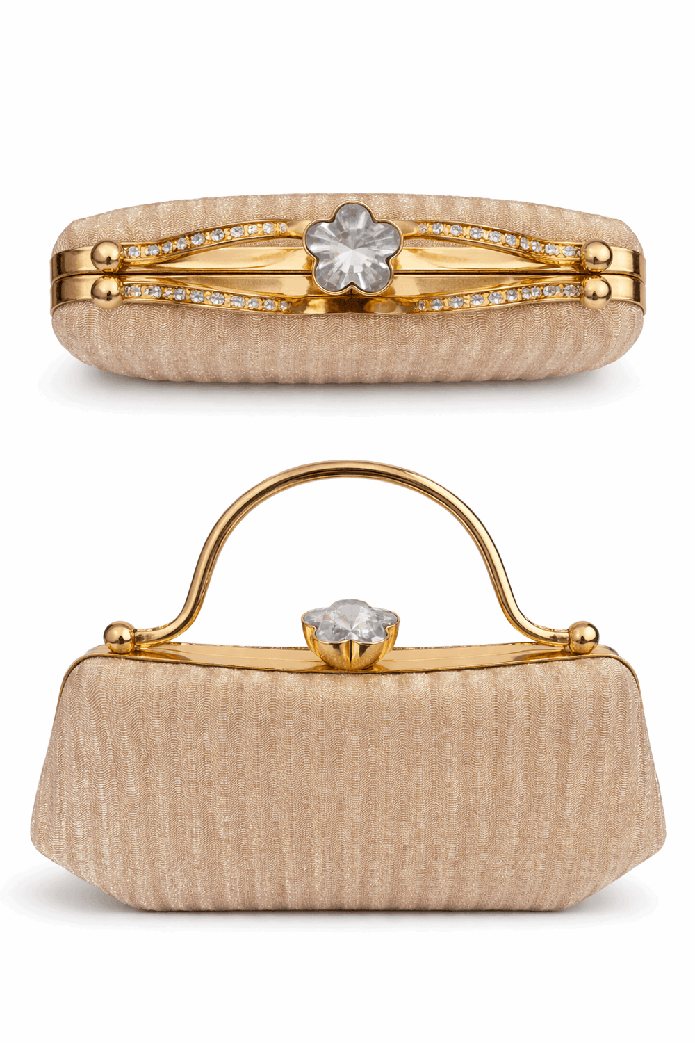 Champagne Gold Crystal Gala Clutch - Nishat Creative Store