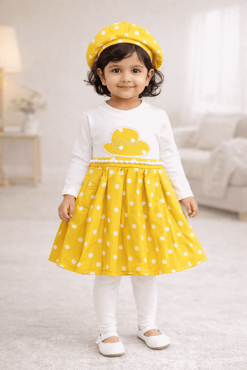 Cheerful little girl in polka dots Outfit 3 pcs