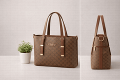 Chlèo Monogram Signature M Tote Bag – Classic Brown - Nishat Creative Store