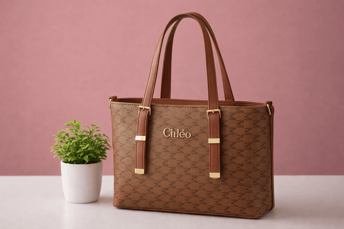 Chlèo Monogram Signature M Tote Bag – Classic Brown - Nishat Creative Store