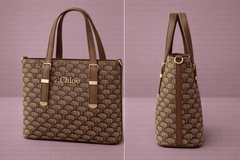 Chloé "D" Patterned Tote Bag with Brown Accents - Nishat Creative Store