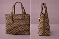 Chloé "D" Patterned Tote Bag with Brown Accents - Nishat Creative Store