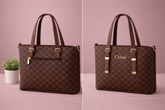 Chloë Signature Diamond Monogram Tote – Deep Espresso - Nishat Creative Store