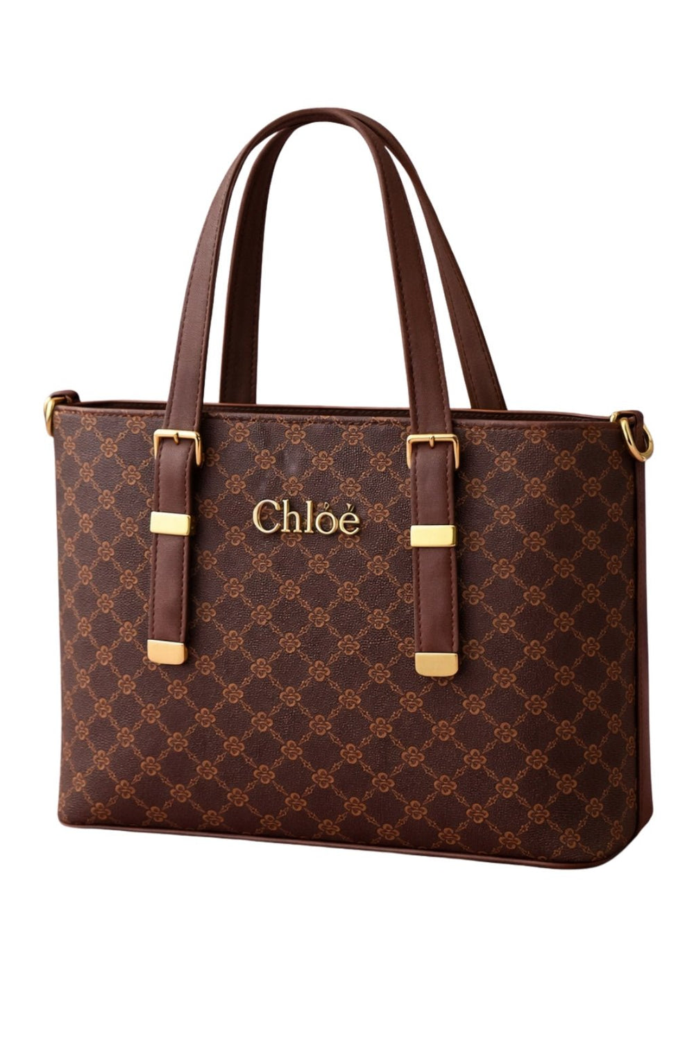 Chloë Signature Diamond Monogram Tote – Deep Espresso - Nishat Creative Store