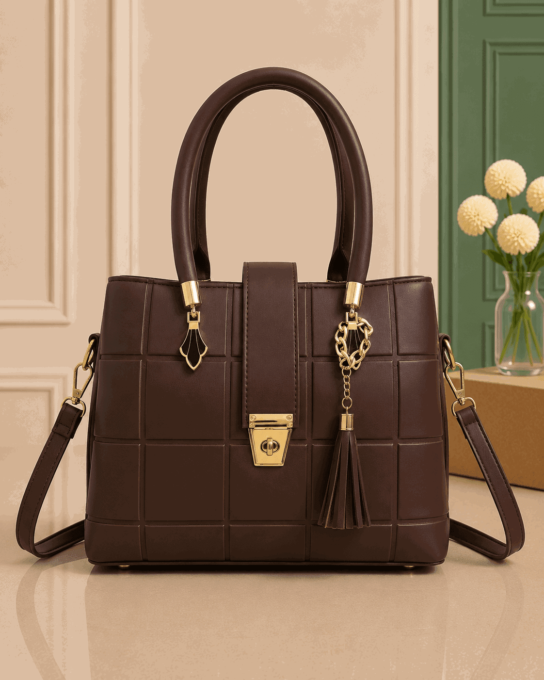 Classic chcekered Pattern Handbag - Nishat Creative Store