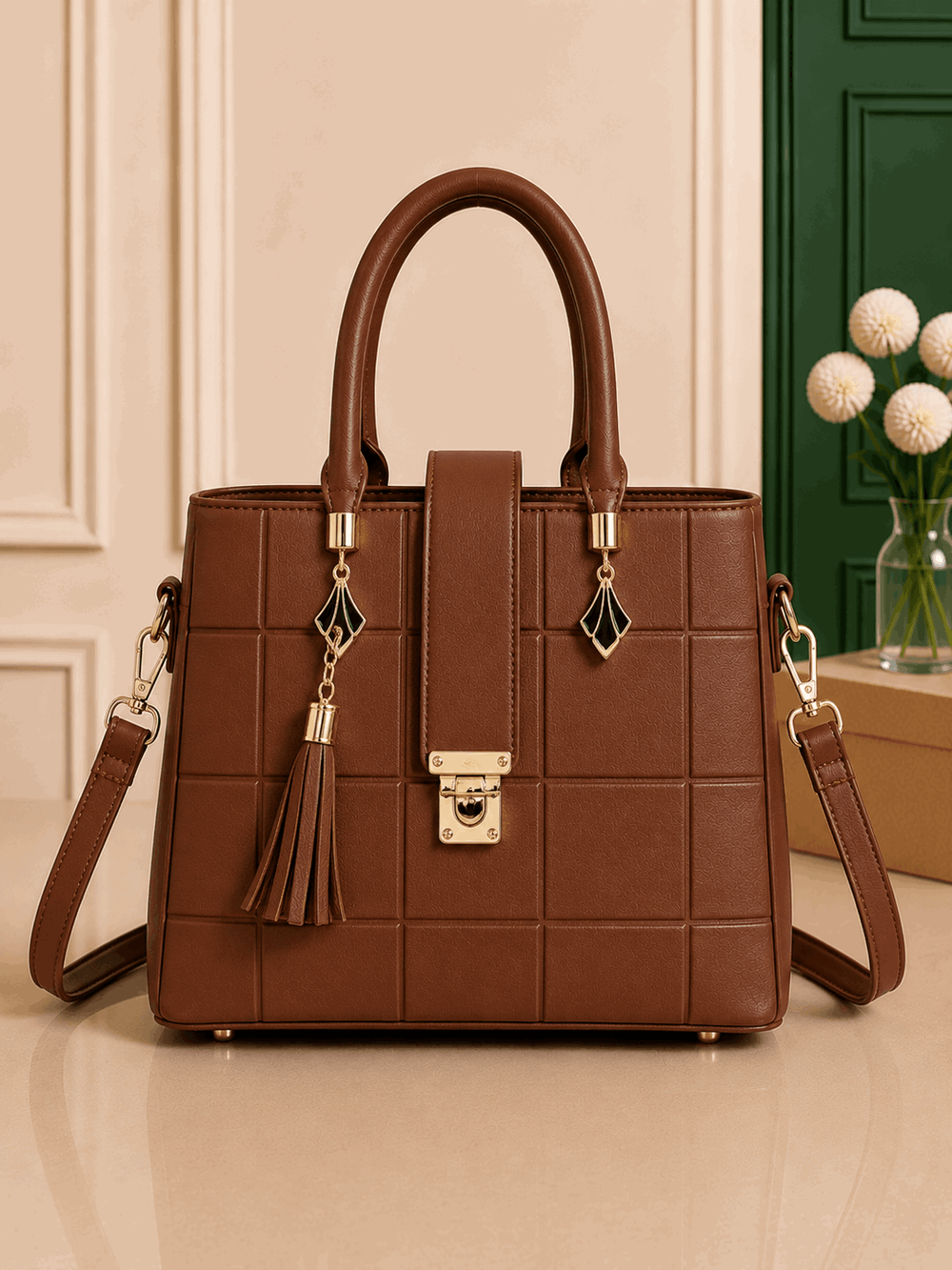 Classic chcekered Pattern Handbag - Nishat Creative Store