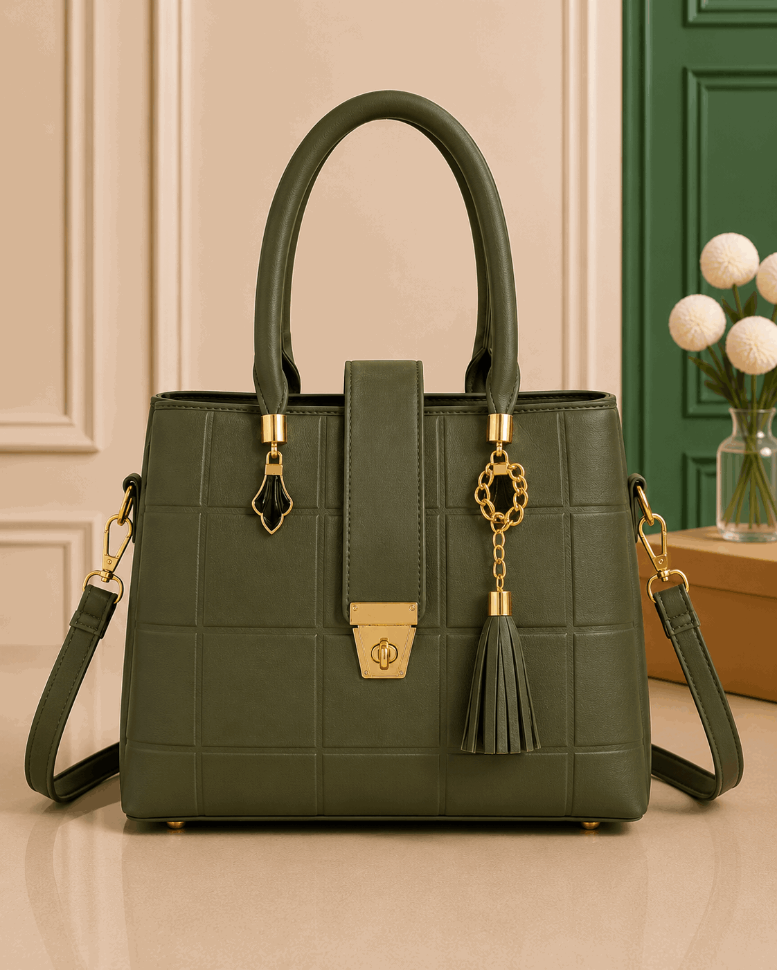 Classic chcekered Pattern Handbag - Nishat Creative Store