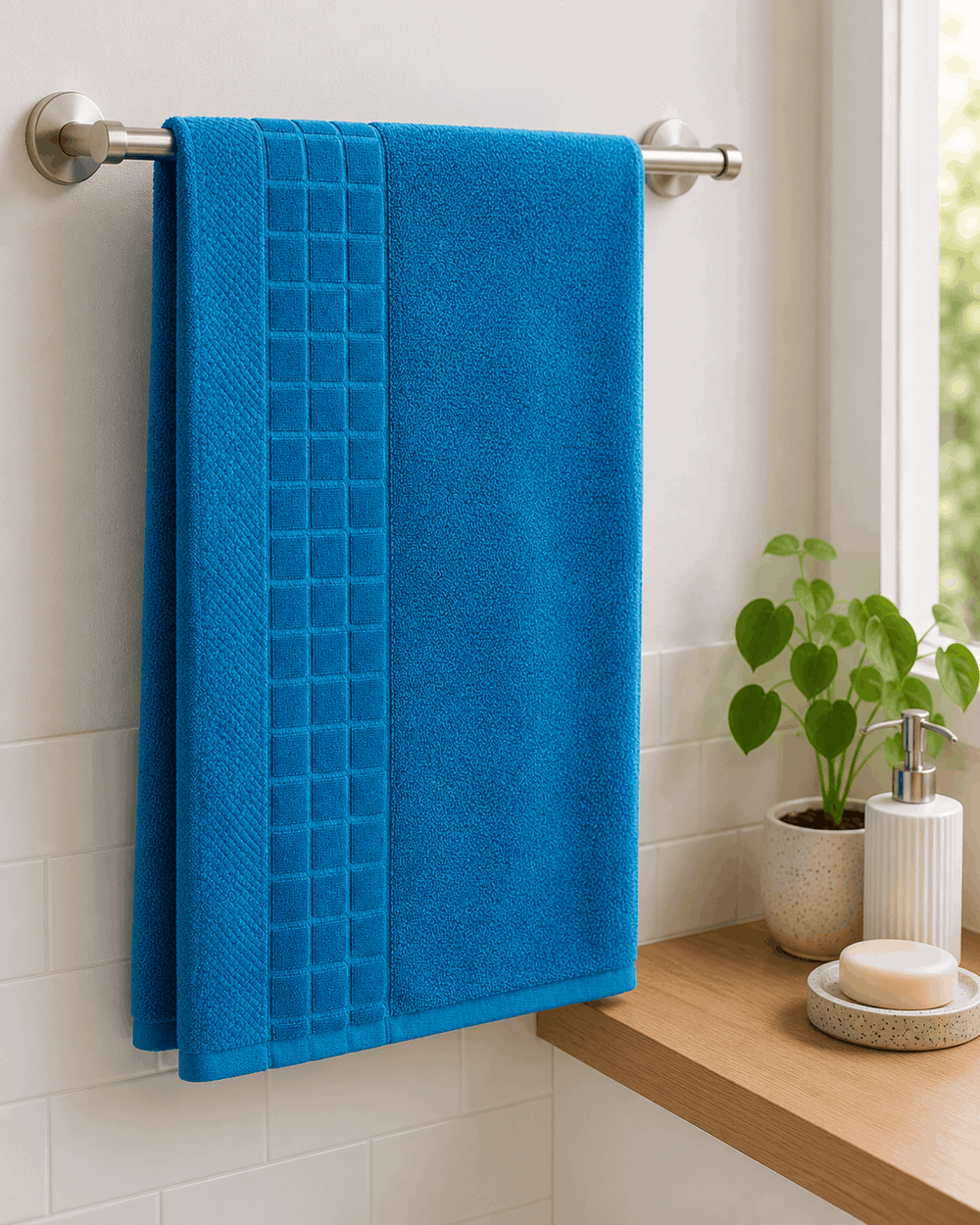 Cotton Hand Towel Waffle Border Set of 2 - Nishat Creative Store
