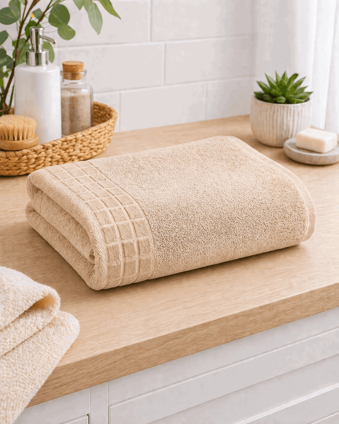 Cotton Hand Towel Waffle Border Set of 2 - Nishat Creative Store