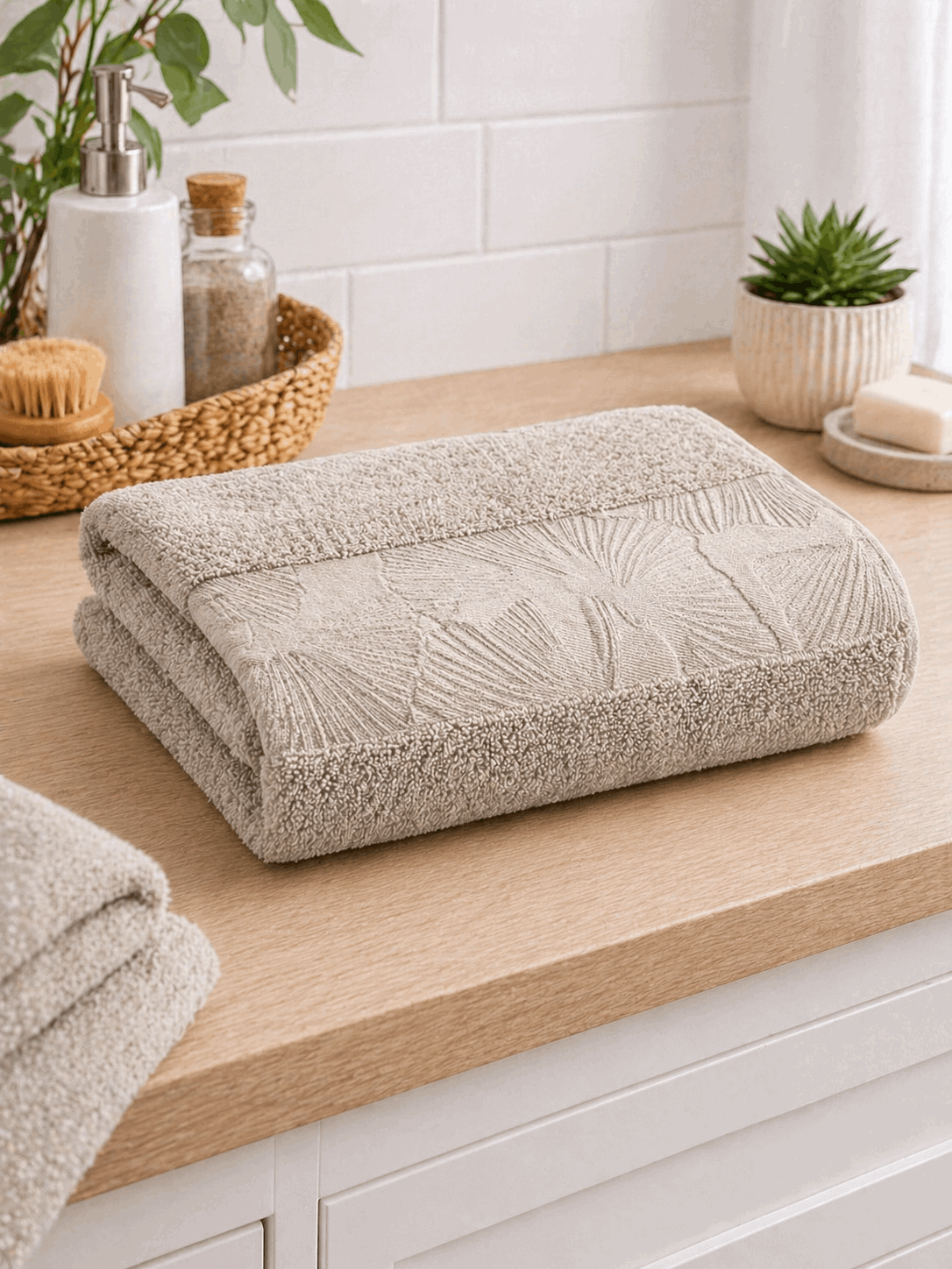 Cotton Hand Towel with Botanical Border Set of 2 - Nishat Creative Store