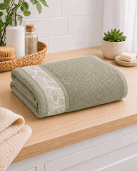 Cotton Hand Towel with Botanical Border Set of 2 - Nishat Creative Store