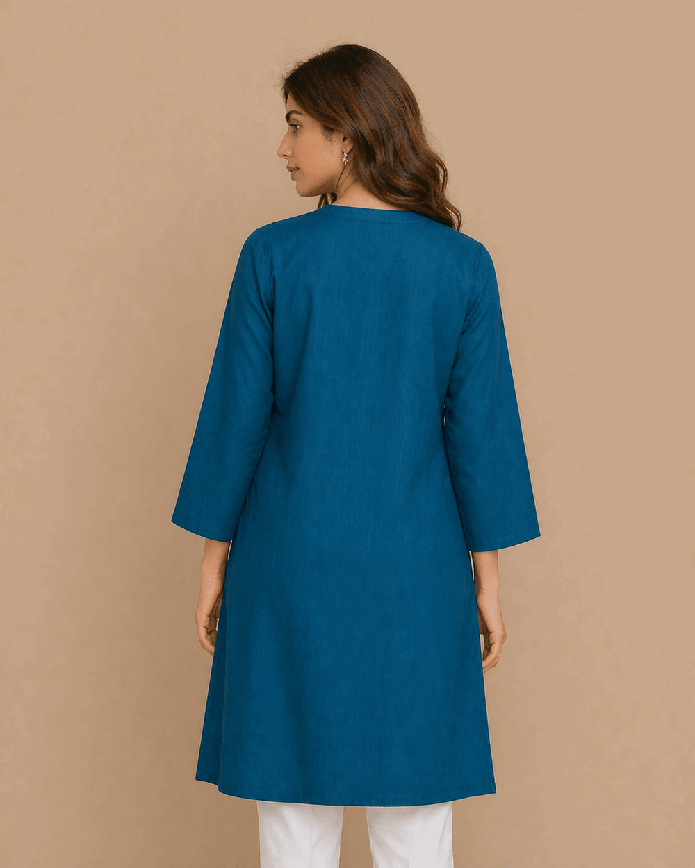 Daisy Floral Embroidered Cotton Kurta Blue - Nishat Creative Store