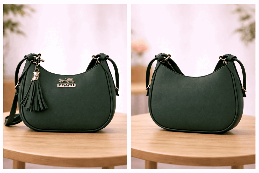 Dark Green Coach Hobo Bag – Leather with Tassel Accent - Nishat Creative Store