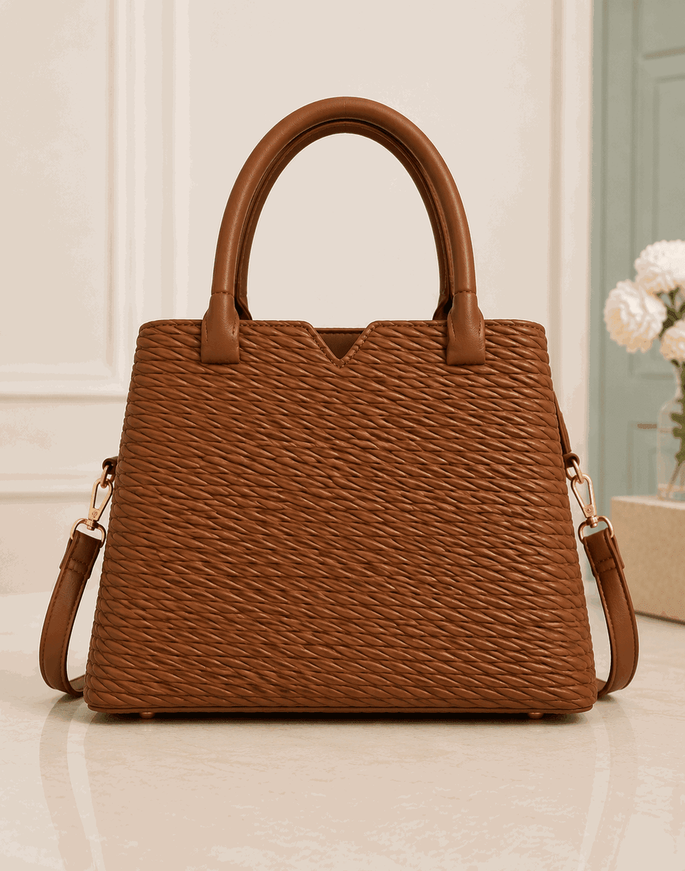 D.BERRY Quilted Leather Satchel - Nishat Creative Store