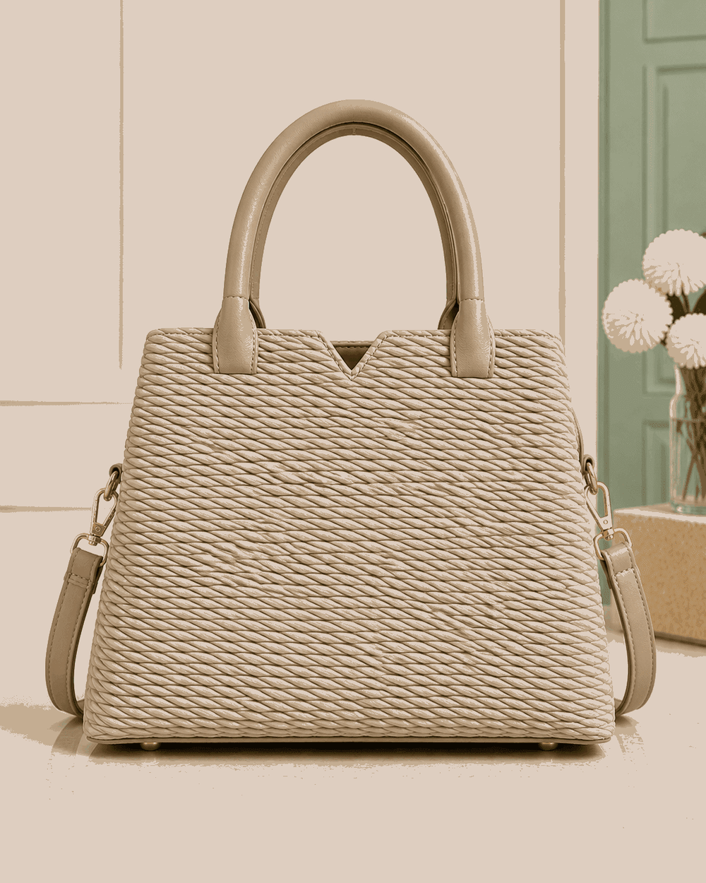 D.BERRY Quilted Leather Satchel - Nishat Creative Store
