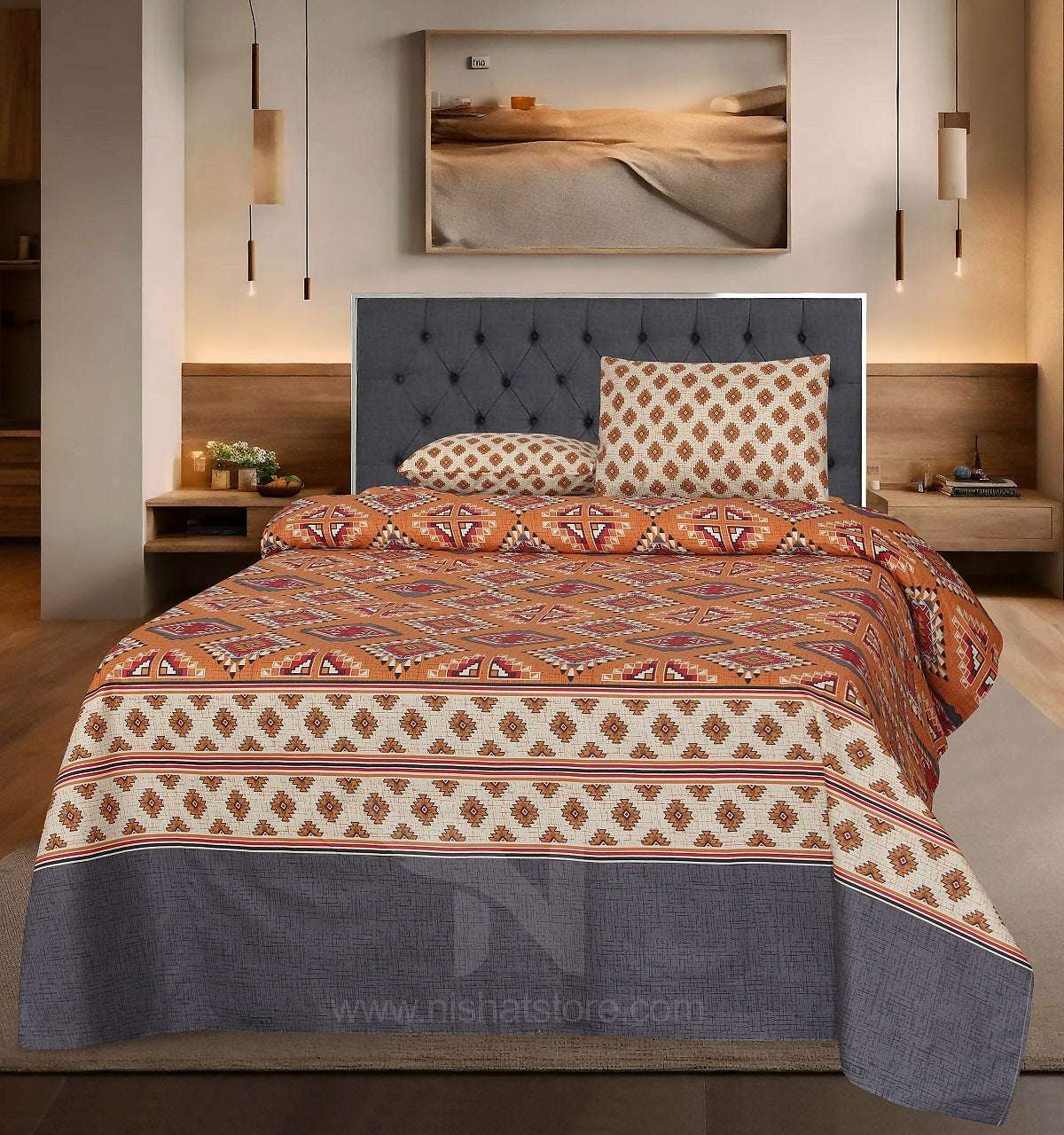 Double Bed Sheet Design NC-C 7155 - Nishat Creative Store