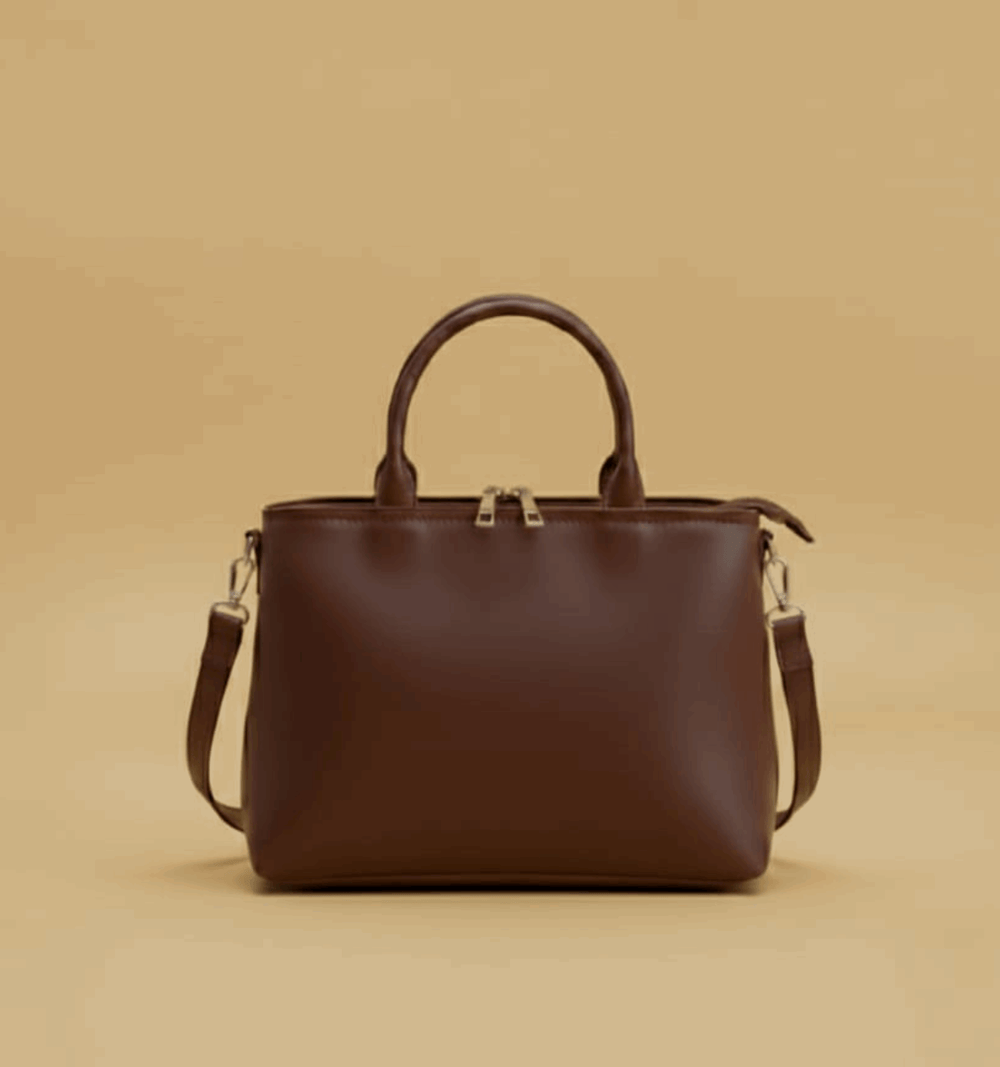 Dual-Handle Crossbody Bag with brown Stripe and Bow - Nishat Creative Store