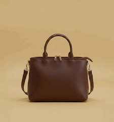 Dual-Handle Crossbody Bag with brown Stripe and Bow - Nishat Creative Store