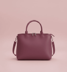 Dual-Handle Crossbody Bag with Grey Stripe and Bow - Nishat Creative Store