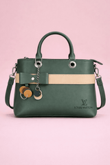 Dual-Handle Crossbody Bag with sand Stripe and Bow - Nishat Creative Store