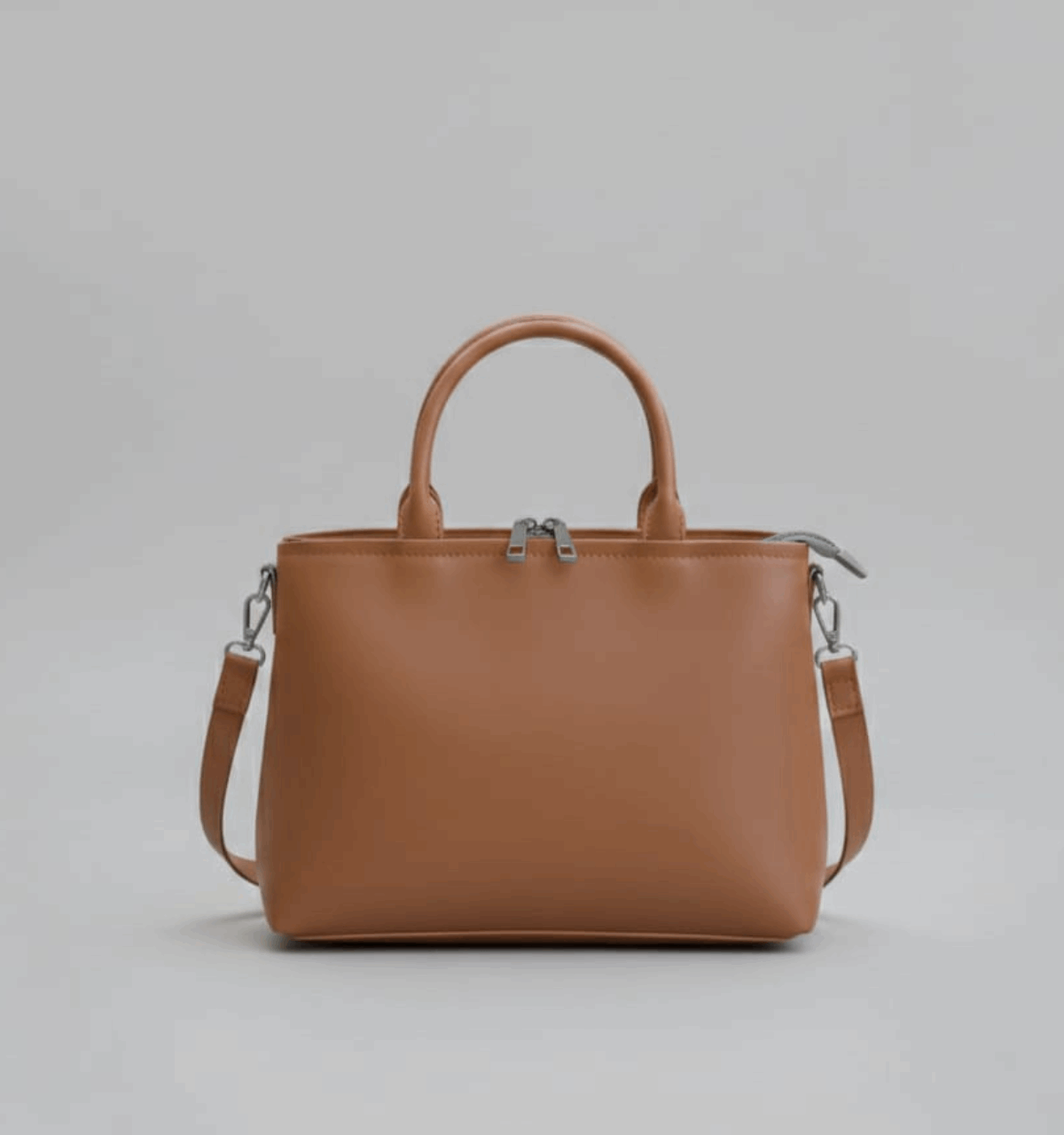 Dual-Handle Tan Crossbody Bag with Lilac Stripe and Bow - Nishat Creative Store