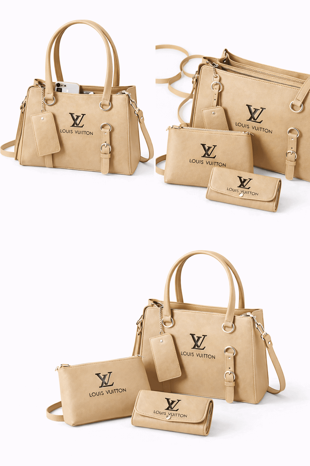 Elegant 3-Piece Beige Handbag Set - Nishat Creative Store