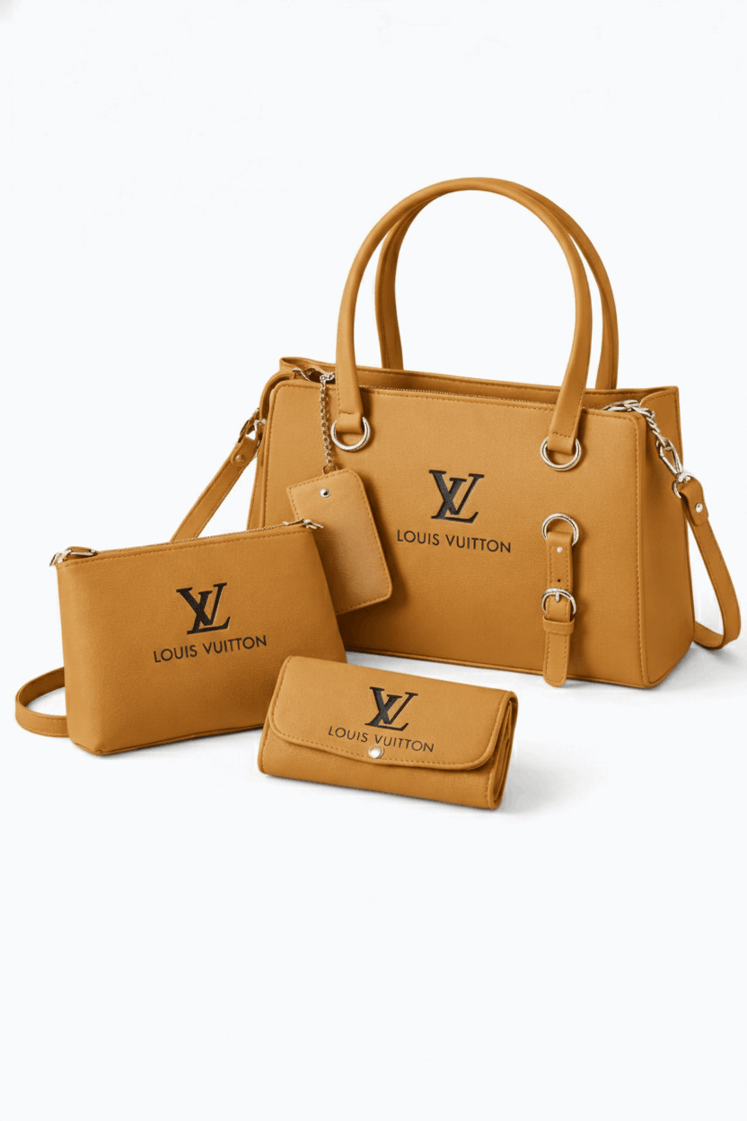 Elegant 3-Piece Mustard Handbag Set - Nishat Creative Store
