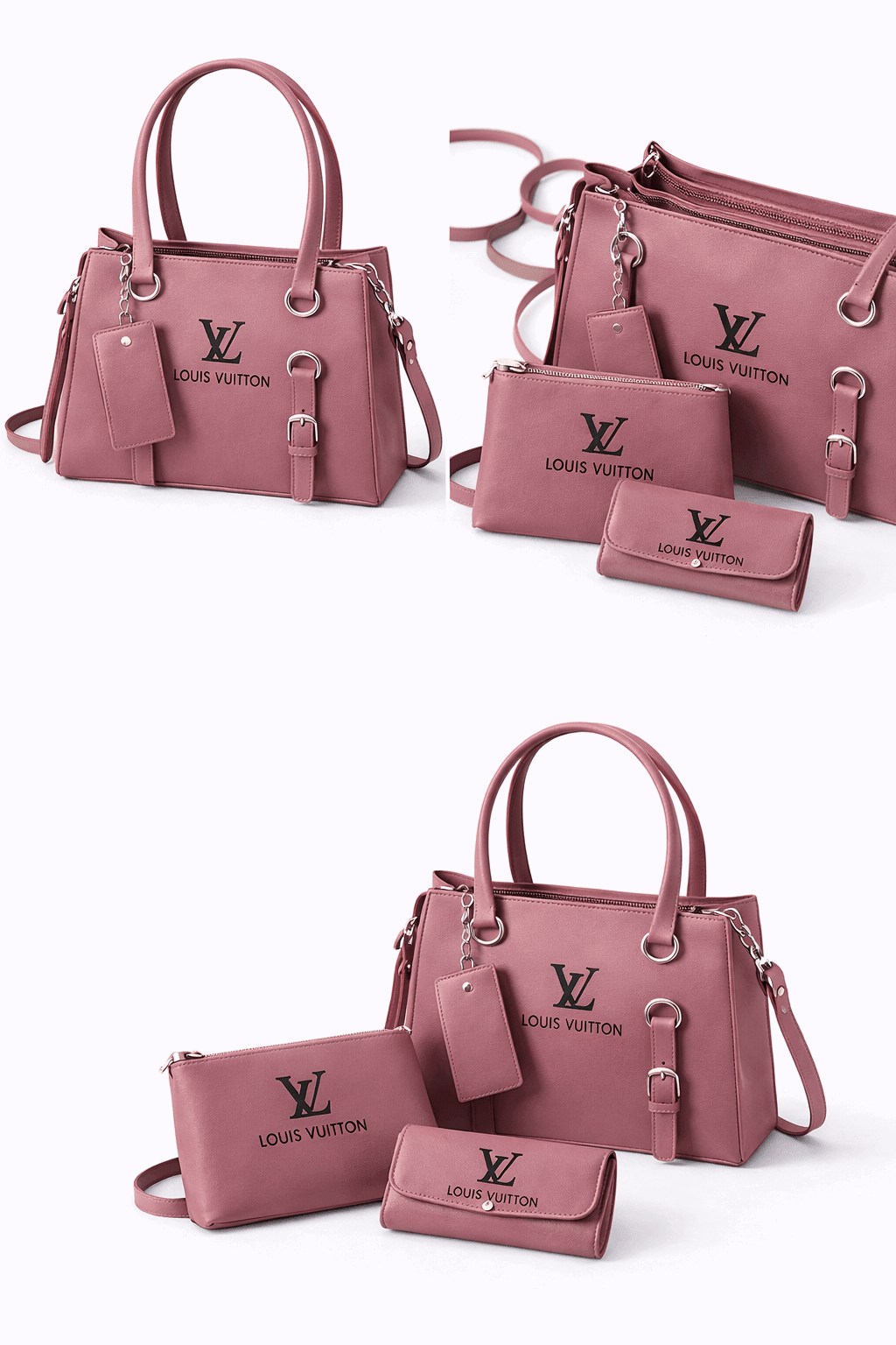 Elegant 3-Piece Pink Handbag Set - Nishat Creative Store