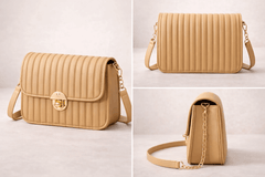 Elegant Beige Pleated Crossbody Bag - Nishat Creative Store