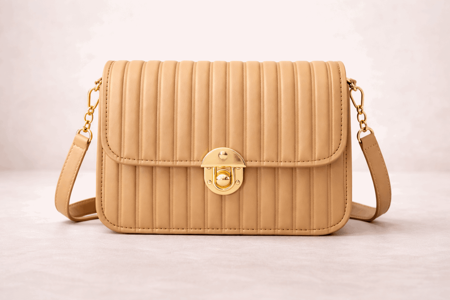 Elegant Beige Pleated Crossbody Bag - Nishat Creative Store