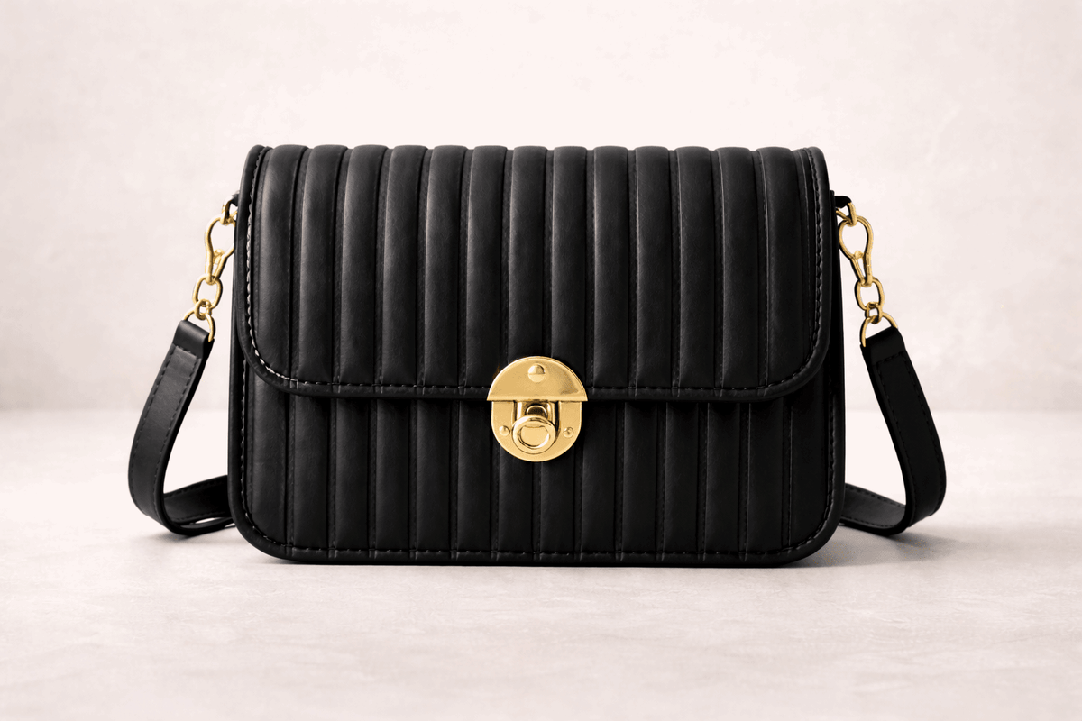 Elegant Black Pleated Crossbody Bag - Nishat Creative Store