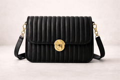 Elegant Black Pleated Crossbody Bag - Nishat Creative Store
