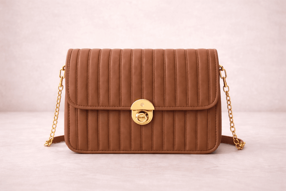 Elegant Brown Pleated Crossbody Bag - Nishat Creative Store