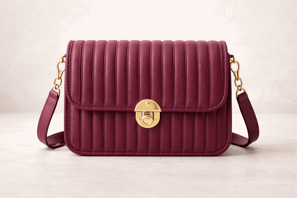 Elegant burgundy Pleated Crossbody Bag - Nishat Creative Store