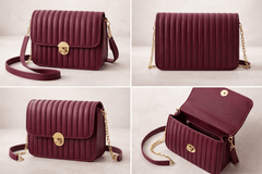 Elegant burgundy Pleated Crossbody Bag - Nishat Creative Store