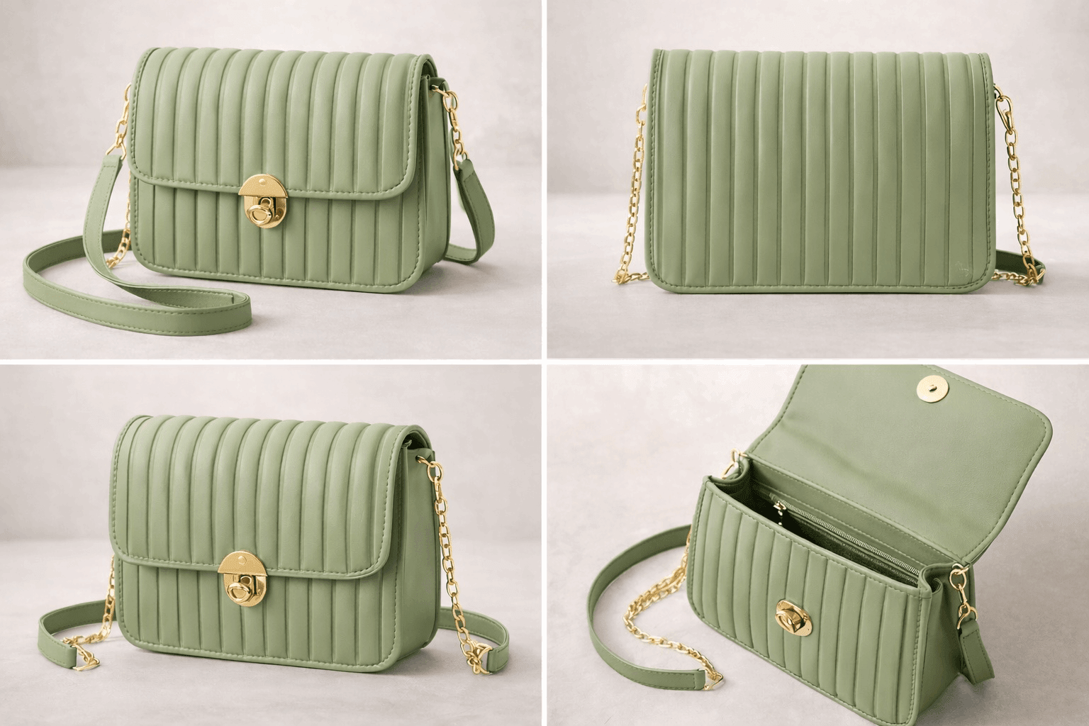 Elegant Green Pleated Crossbody Bag - Nishat Creative Store