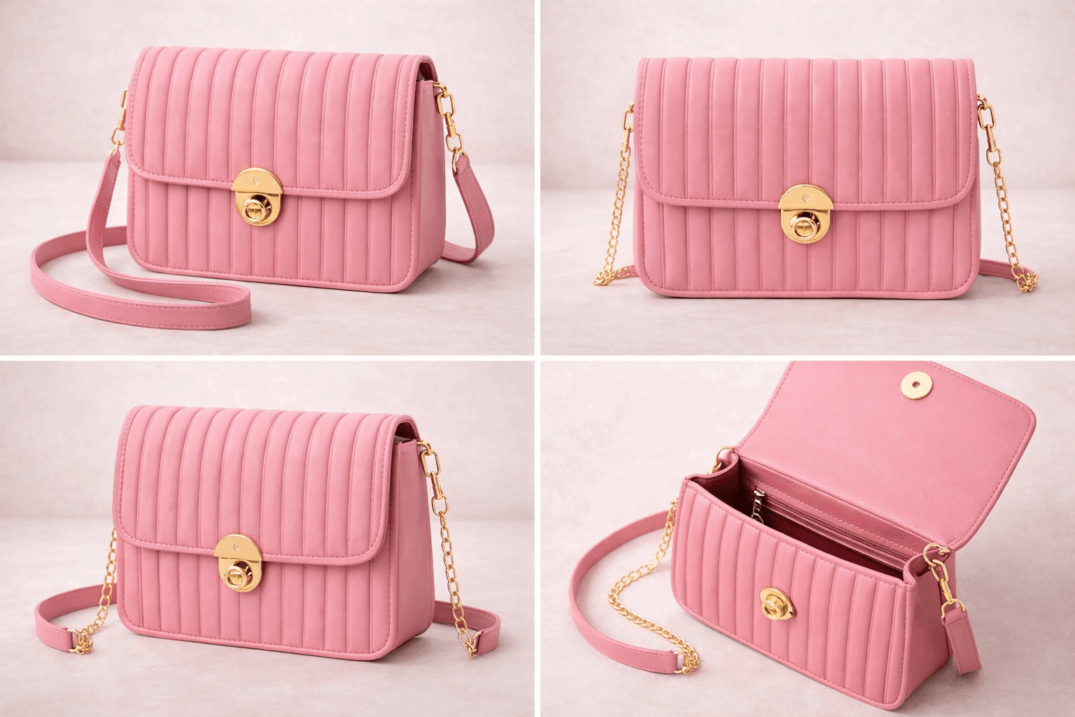 Elegant Pink Pleated Crossbody Bag - Nishat Creative Store