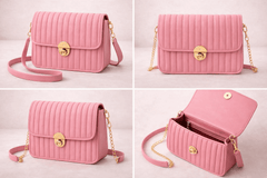 Elegant Pink Pleated Crossbody Bag - Nishat Creative Store