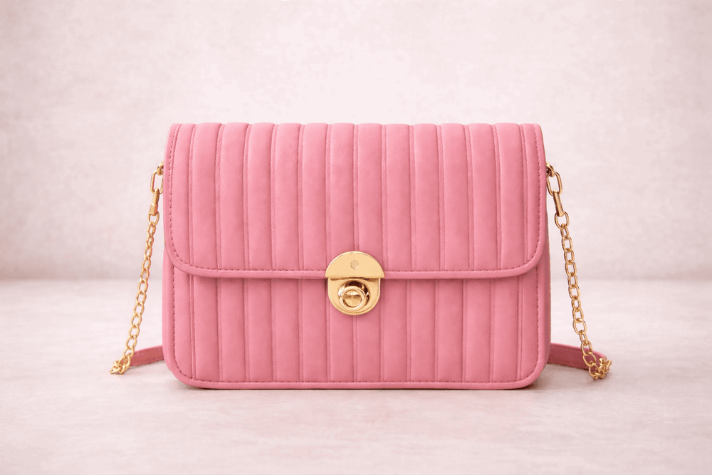 Elegant Pink Pleated Crossbody Bag - Nishat Creative Store