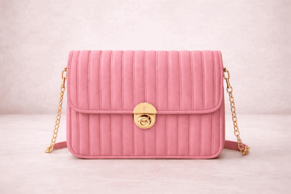 Elegant Pink Pleated Crossbody Bag - Nishat Creative Store