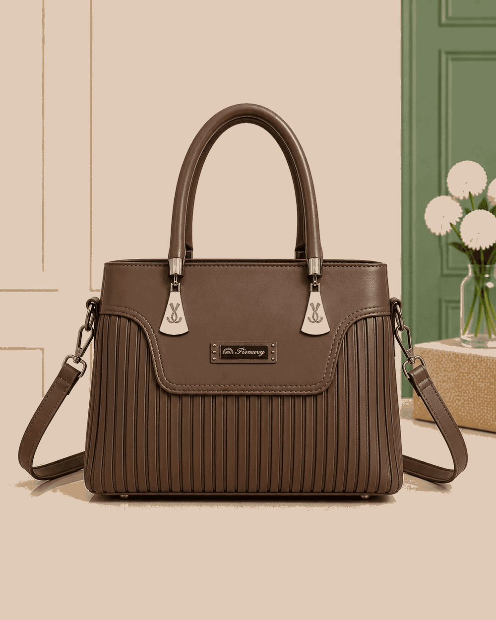 Elegant Pleated Leather Top-Handle Handbag - Nishat Creative Store