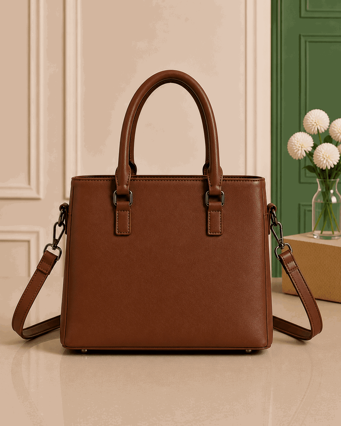 Elegant Pleated Leather Top-Handle Handbag - Nishat Creative Store