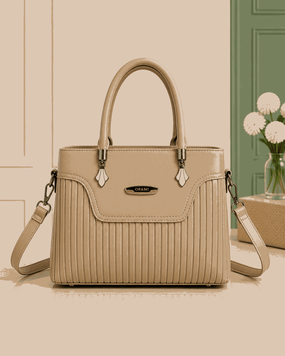 Elegant Pleated Leather Top-Handle Handbag - Nishat Creative Store