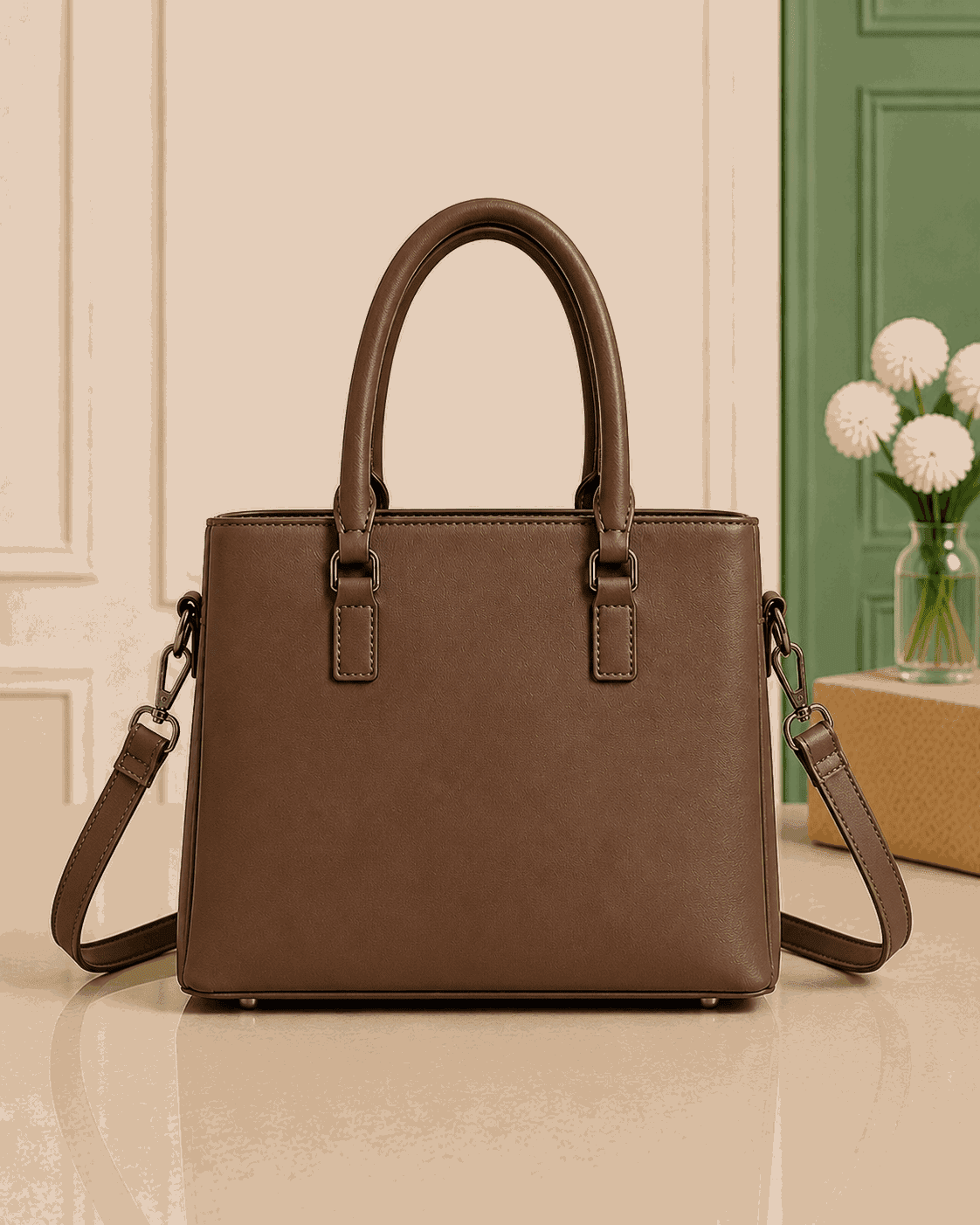 Elegant Pleated Leather Top-Handle Handbag - Nishat Creative Store