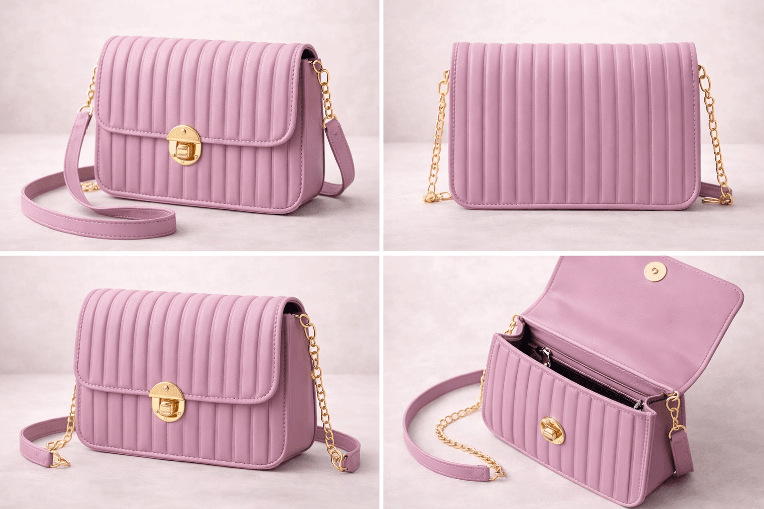 Elegant Purple Pleated Crossbody Bag - Nishat Creative Store