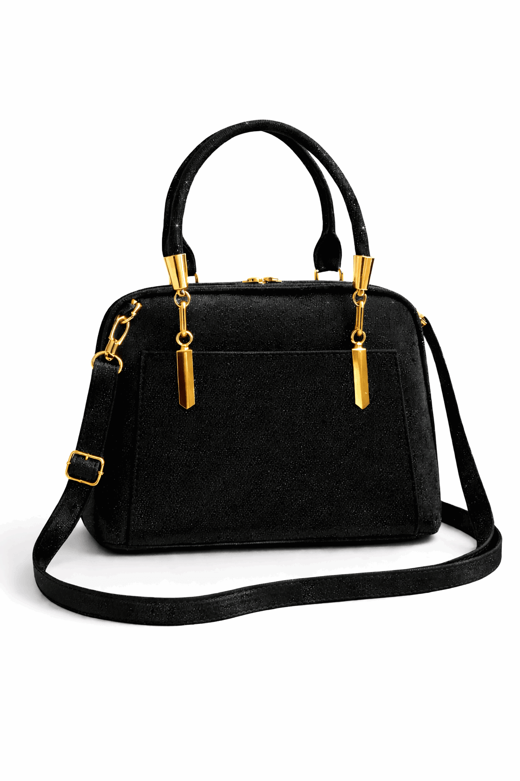 Elegant Shimmer Top-Handle Satchel –Black - Nishat Creative Store