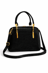 Elegant Shimmer Top-Handle Satchel –Black - Nishat Creative Store