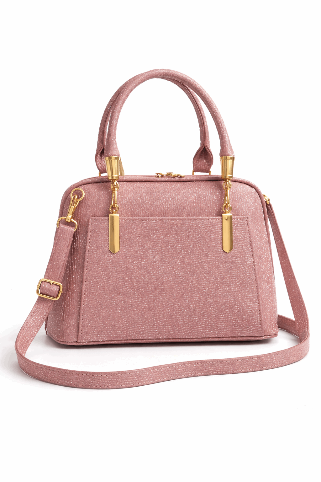 Elegant Shimmer Top-Handle Satchel –Pink - Nishat Creative Store